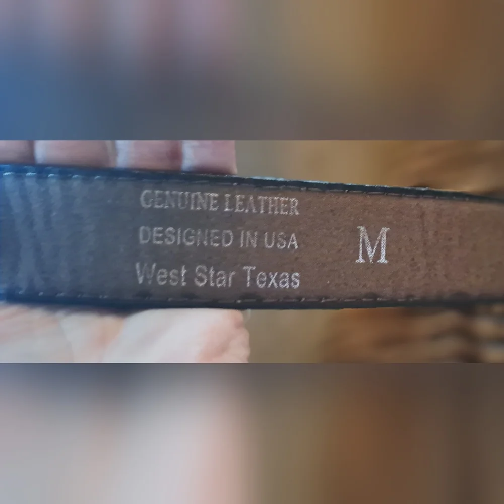 Western Belt Leather Gold Longhorn Bull Rider BullBlack Belt for Pants Size 46